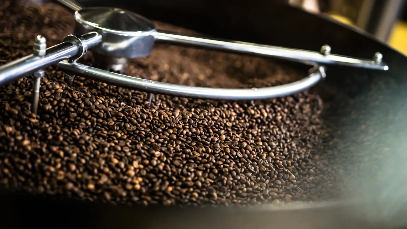 Close-up of the roasting drum in motion